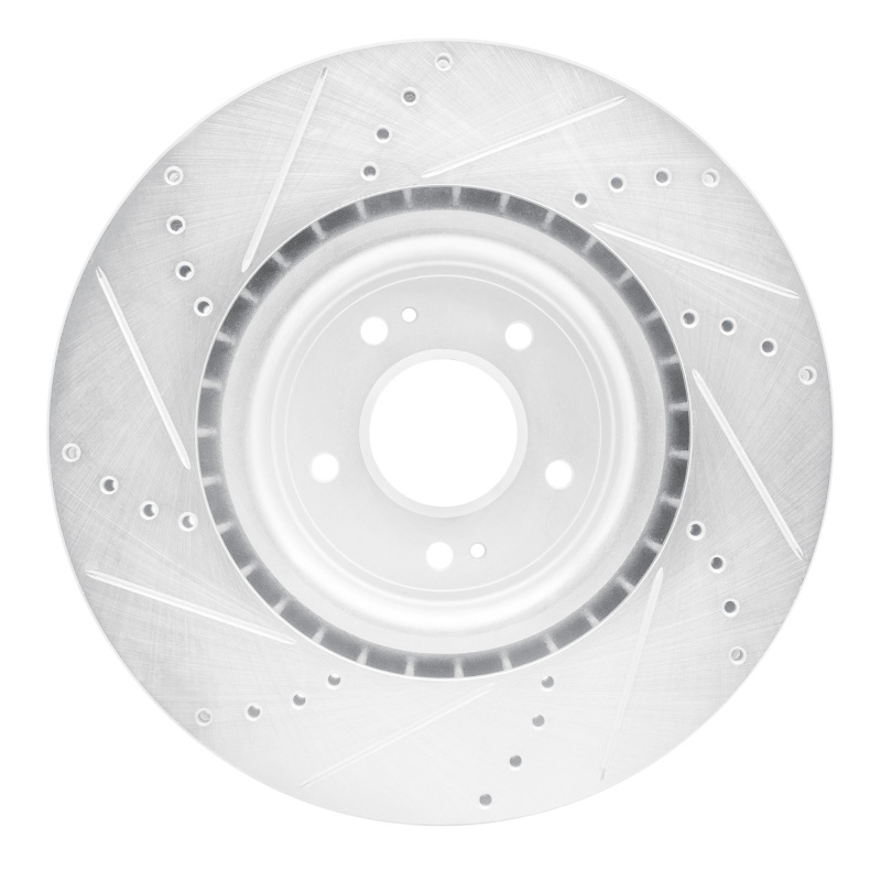 Mitsubishi Lancer Brake Rotor (1) - Front Right - R1 Concepts - Drilled & Slotted - Silver - `08-`15